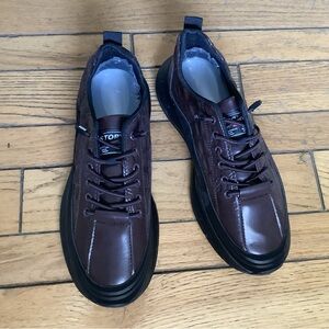 Men's Brown Faux Leather Sneakers